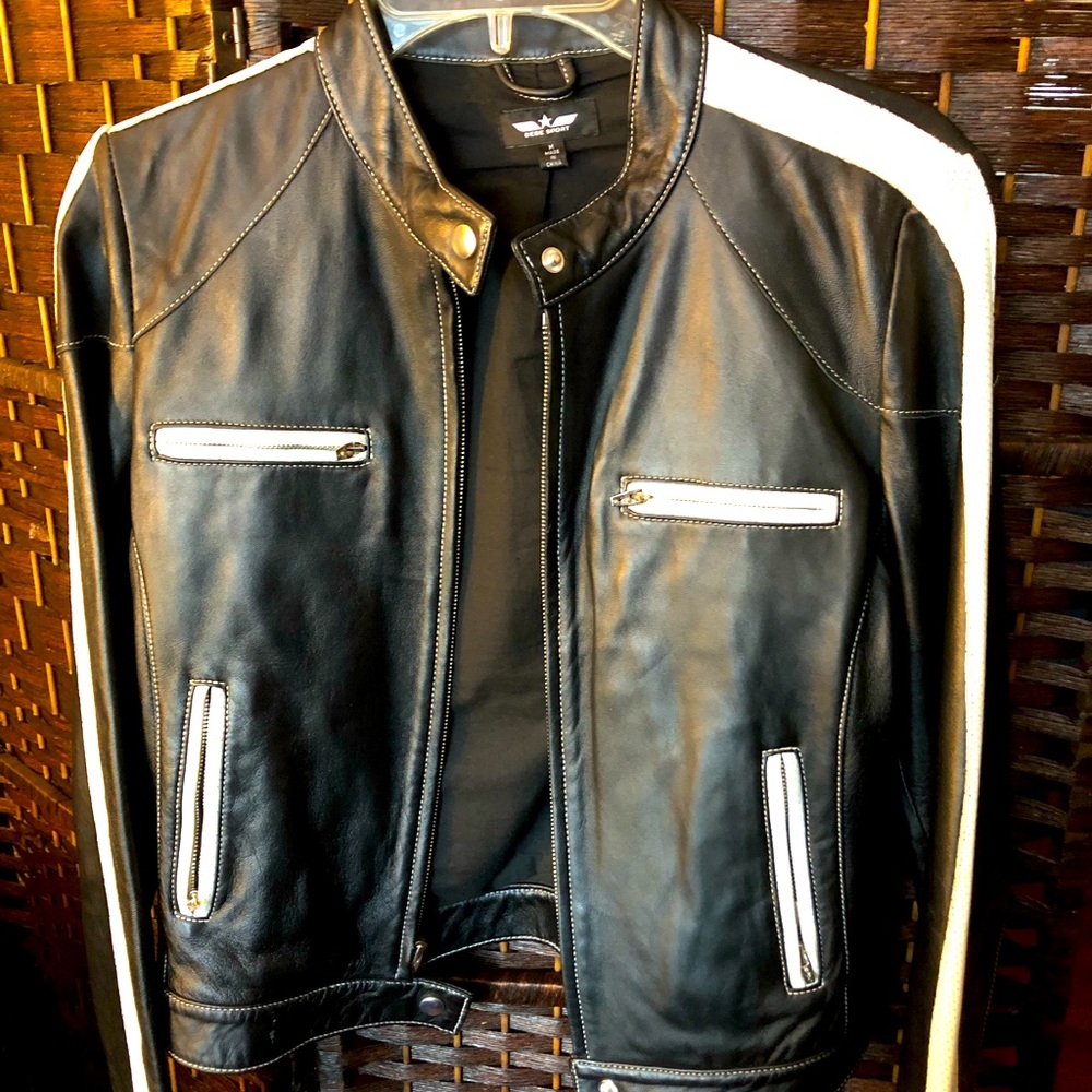 Super cute 100% Leather jacket by Bebe, Medium.